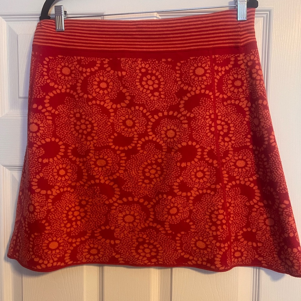 Title Nine Red and Orange Floral A-Line Skirt
